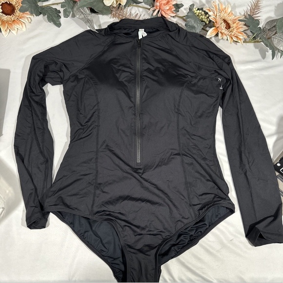 NEW $125 Sea Level [ 14 US ] Front Zip Long Sleeve‎ One Piece Swimsuit Black - Picture 3 of 12
